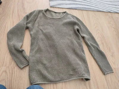SMOG Herren Pullover Strickpullover Baumwolle Langarm Oliv Gr. M