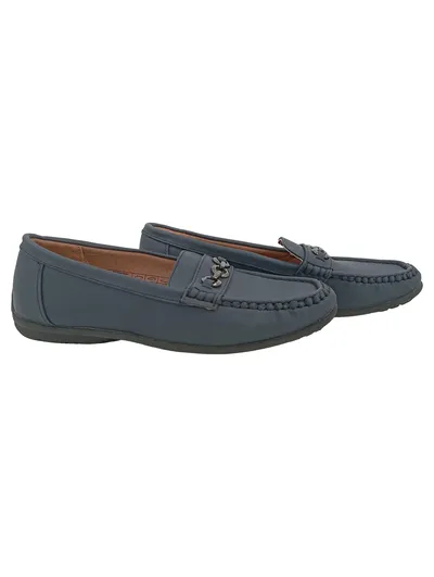 Laura Berg Studio Damen Loafer Slipper Gr. 39 Blau Kette Mokassin