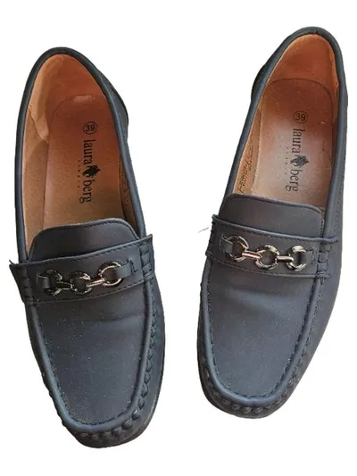 Laura Berg Studio Damen Loafer Slipper Gr. 39 Blau Kette Mokassin