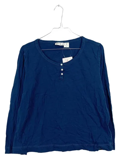 Queentex Damen Langarmshirt Gr. M Blau Henley Baumwolle Basic