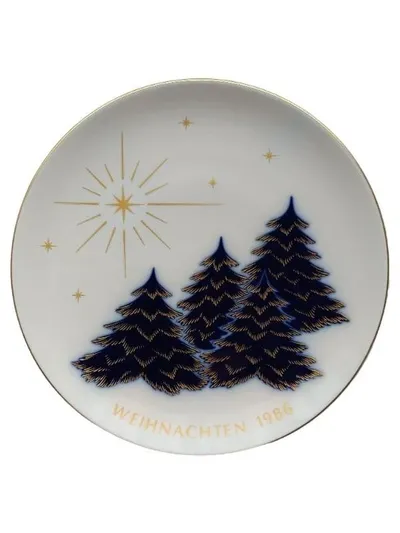 KPM Sammelteller Weihnachten 1986 Porzellan Limitierte Auflage Kobaltblau Gold