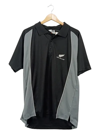 Champions of the World New Zealand Poloshirt Herren XL Schwarz Grau