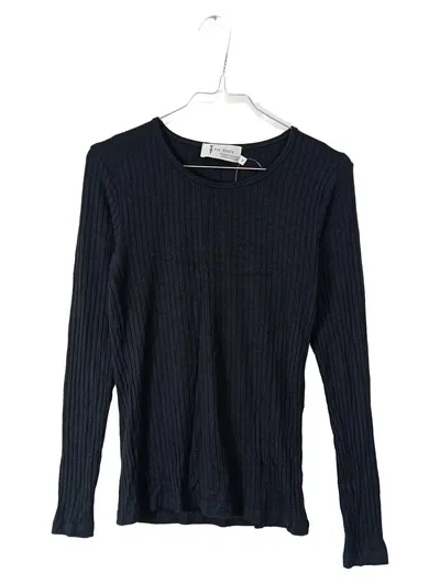 TIF TIFFY Damen Langarmshirt Schwarz Rippstrick Gr. M Basic Viskose