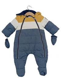 CREEKS Baby Schneeanzug Overall Kapuze Gr. 62 3M Blau Gelb Weiß 1