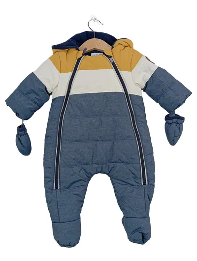 CREEKS Baby Schneeanzug Overall Kapuze Gr. 62 3M Blau Gelb Weiß