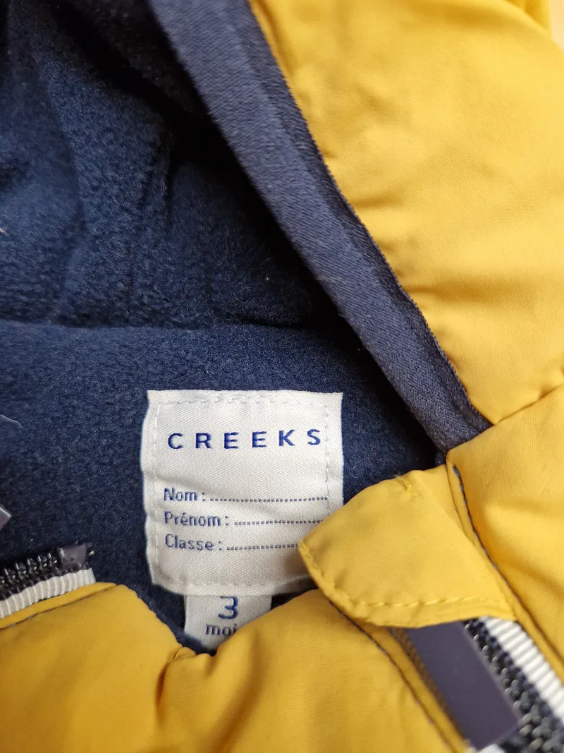 CREEKS Baby Schneeanzug Overall Kapuze Gr. 62 3M Blau Gelb Weiß 5
