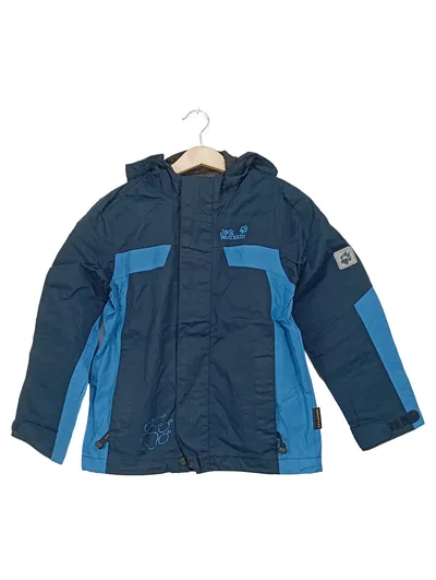 Jack Wolfskin Kinder Outdoorjacke Gr. 128 Blau Kapuze Texapore