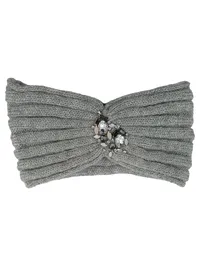 Bijou Brigitte Stirnband Rippstrick Strasssteine Grau UNI Damen Elegant 1
