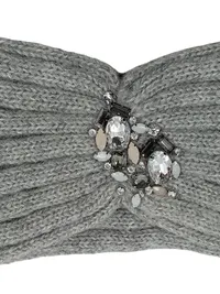 Bijou Brigitte Stirnband Rippstrick Strasssteine Grau UNI Damen Elegant 2