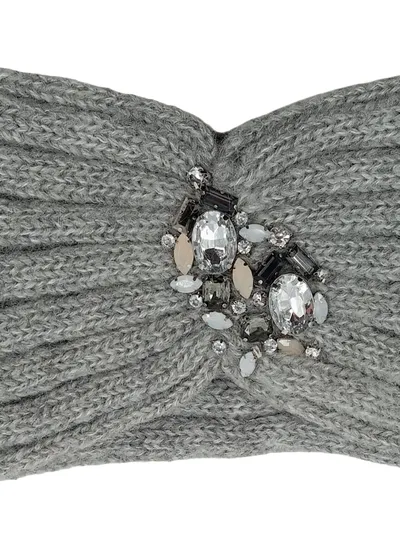 Bijou Brigitte Stirnband Rippstrick Strasssteine Grau UNI Damen Elegant