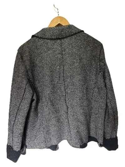 Eickhoff Damen Blazer Gr. 44 Schurwolle Fischgrät Grau Königsallee