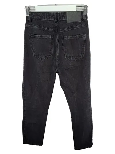 Zara Mom Jeans Damen Gr. 36 Schwarz High Waist Straight Denim