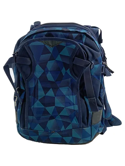 Satch Schulrucksack Blau Geometrisch Muster Ergobag 45cm Polyester