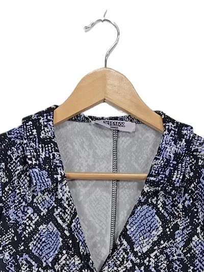 Markenlos Freizeitkleid Damen Animal Print Blau Gr. 42 XL Maxikleid Sommer