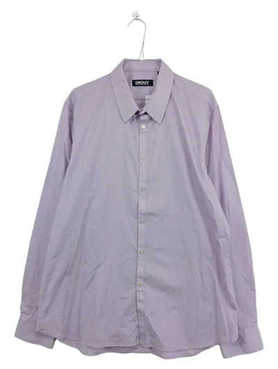 DKNY Herren Business Hemd Gr. L Lila Baumwolle Langarm Elegant