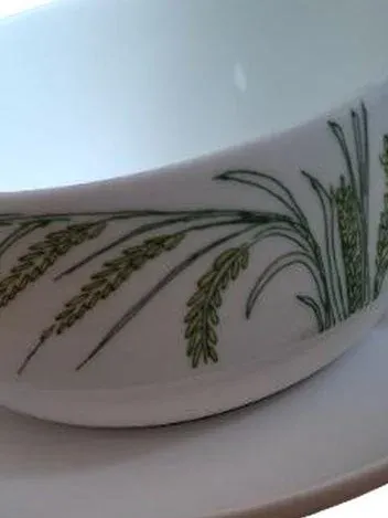 Rosenthal Studio-Linie Suppentasse mit Untertasse Ähren Dekor Porzellan Weiß