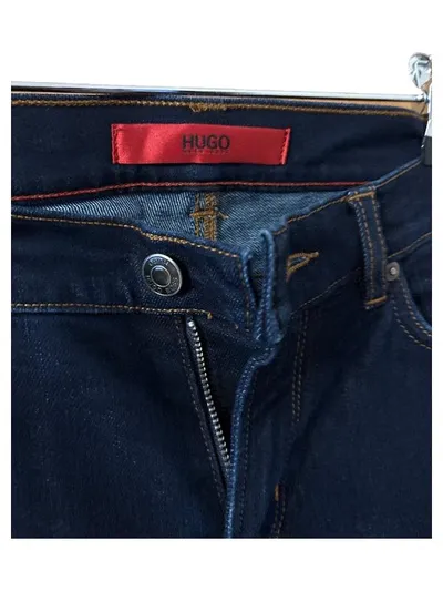 HUGO Damen Jeans Regular Fit Blau W28 L34 Gr. 36 Basic Alltag Baumwolle