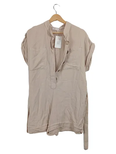 Sarah Damen Jumpsuit Kurzarm Beige Gr. XXL Viskose Freizeit