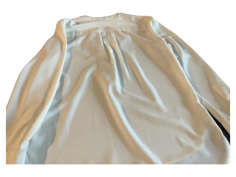 Dalia Collection Damen Bluse Weiß Gr. S Elegant V-Ausschnitt Langarm 2