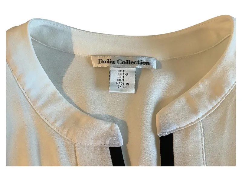 Dalia Collection Damen Bluse Weiß Gr. S Elegant V-Ausschnitt Langarm 5
