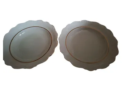 Schumann Arzberg Bavaria Teller Porzellan Weiß Goldrand 2er Set Rund 25cm
