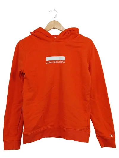 Calvin Klein Jeans Hoodie Kinder Gr. 164 Orange Logo Kapuzenpullover