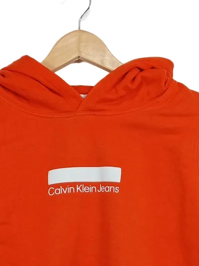 Calvin Klein Jeans Hoodie Kinder Gr. 164 Orange Logo Kapuzenpullover