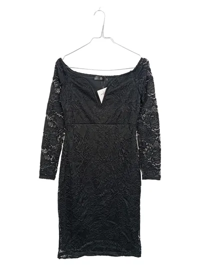 Missguided Spitzenkleid Damen Elegant Floralmuster Schwarz Gr. 38/M Langarm