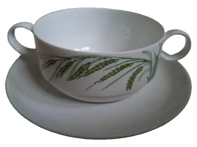 Rosenthal Studio-Linie Suppentasse mit Untertasse Blumen Porzellan Weiß