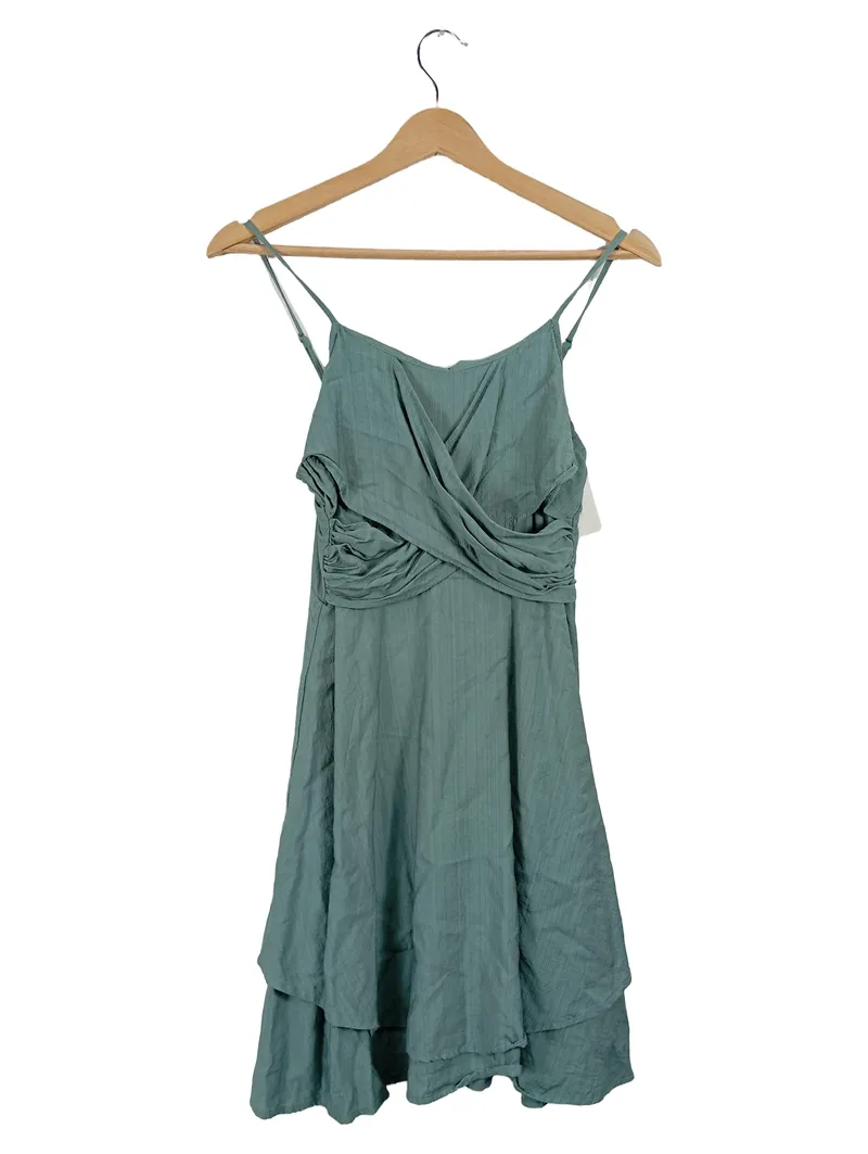 Cupshe Damen Sommerkleid Midikleid Raffungen Trägerkleid Grün S 1