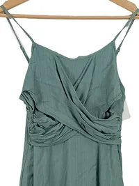 Cupshe Damen Sommerkleid Midikleid Raffungen Trägerkleid Grün S 2