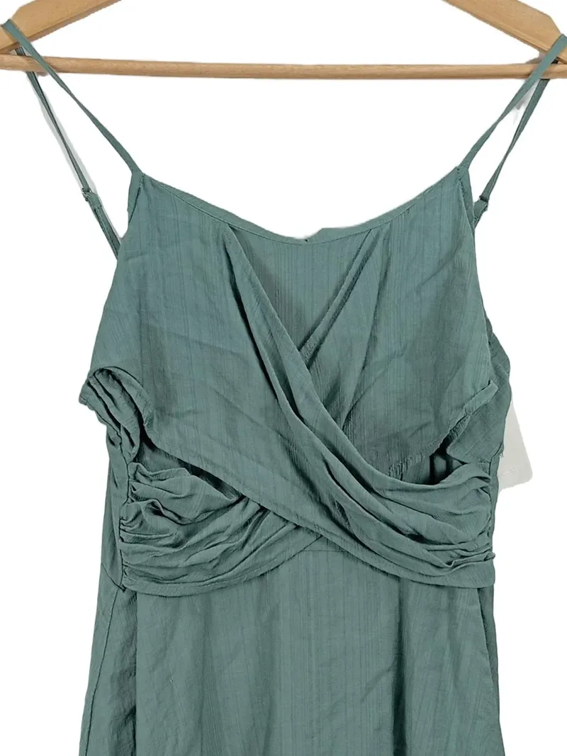 Cupshe Damen Sommerkleid Midikleid Raffungen Trägerkleid Grün S 2