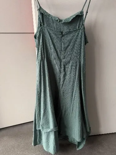 Cupshe Damen Sommerkleid Midikleid Raffungen Trägerkleid Grün S 4