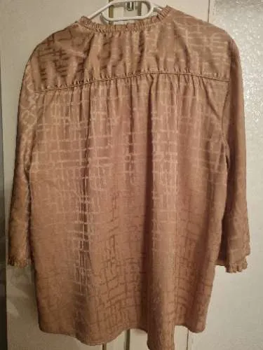 CULTURE Damen Bluse XL Beige V-Ausschnitt Raffungen 3/4-Arm Elegant