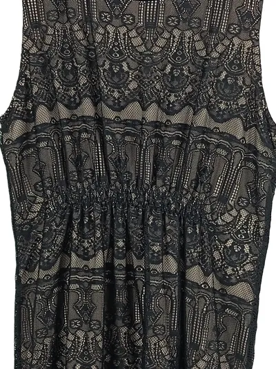 Anna Field Spitzenkleid Damen elegant floral Gr. 38 ärmellos schwarz