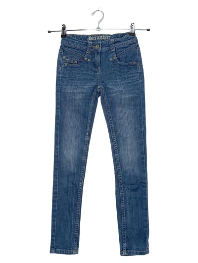 Here & There Skinny Jeans Mädchen Blau Gr. 140 Baumwolle Alltag Casual