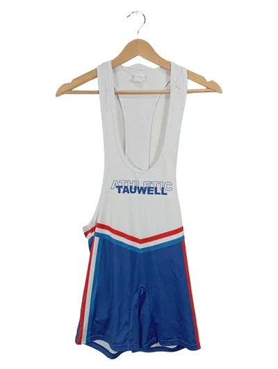 TAUWELL Athletic Wrestling Singlet Herren Gr. M Weiß Blau Rot Sport