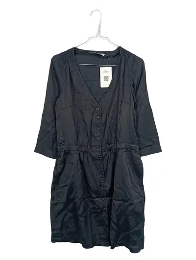 3 Suisses Collection Hemdblusenkleid Damen Uni Schwarz Gr. 40 Midikleid