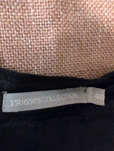 3 Suisses Collection Hemdblusenkleid Damen Uni Schwarz Gr. 40 Midikleid