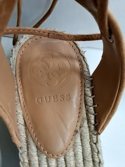 GUESS Damen Espadrilles Keilabsatz Sandalen Schnürung Braun Gr. 40