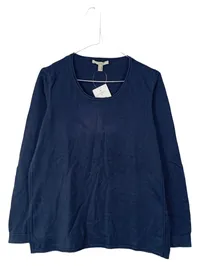 EDCO Damen Pullover Langarm Basic Uni Blau Gr. XL Baumwolle 1