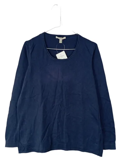 EDCO Damen Pullover Langarm Basic Uni Blau Gr. XL Baumwolle