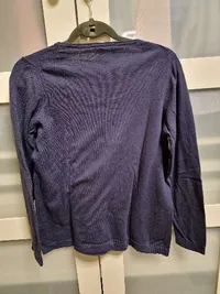 EDCO Damen Pullover Langarm Basic Uni Blau Gr. XL Baumwolle 3