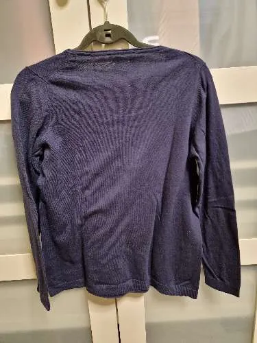 EDCO Damen Pullover Langarm Basic Uni Blau Gr. XL Baumwolle 3