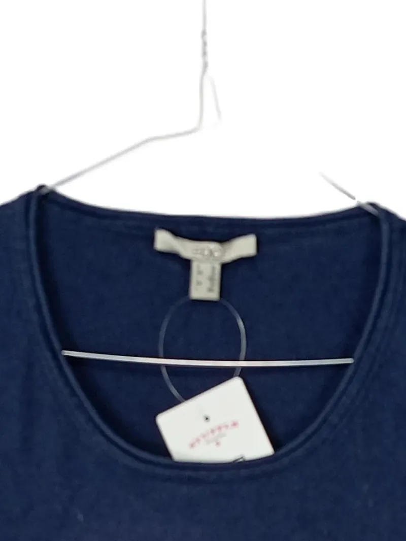 EDCO Damen Pullover Langarm Basic Uni Blau Gr. XL Baumwolle 4