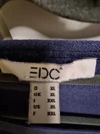 EDCO Damen Pullover Langarm Basic Uni Blau Gr. XL Baumwolle 5