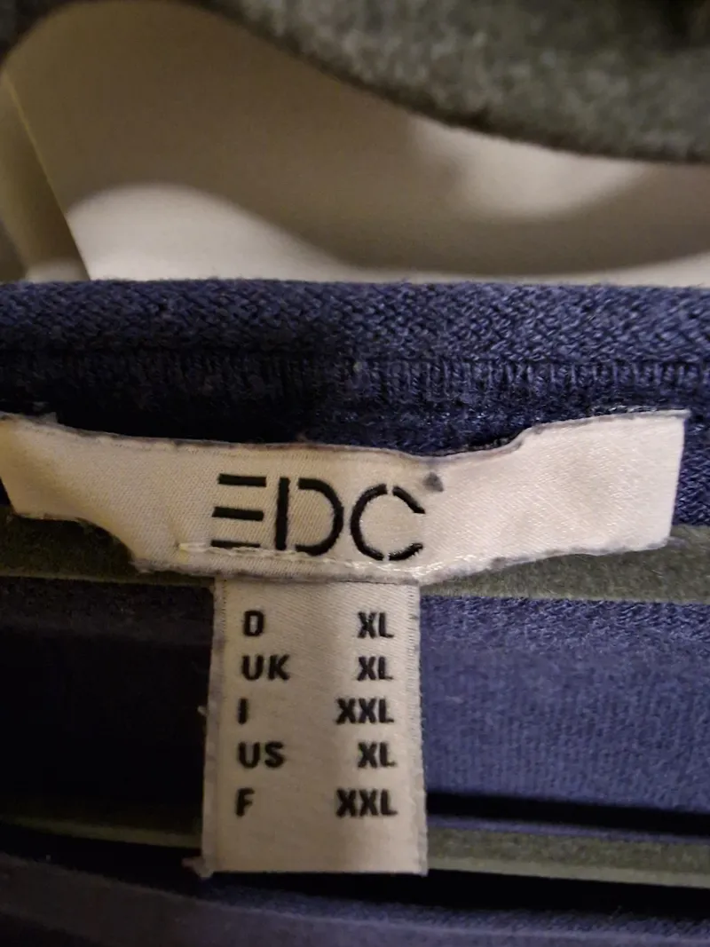 EDCO Damen Pullover Langarm Basic Uni Blau Gr. XL Baumwolle 5