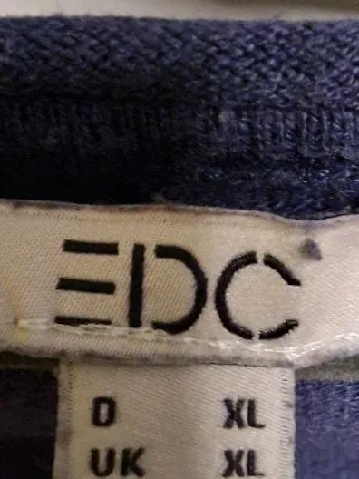EDCO Damen Pullover Langarm Basic Uni Blau Gr. XL Baumwolle 6