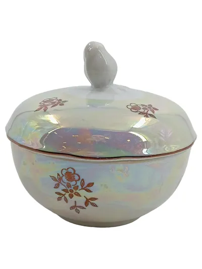 Kahla Zuckerdose Porzellan Lüster Schimmer Blumendekor DDR GDR Vintage