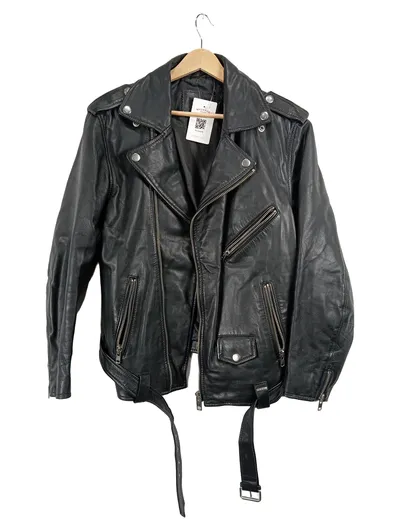 Diesel Lederjacke Herren Gr. 48 Schwarz Biker Motorrad Echtleder